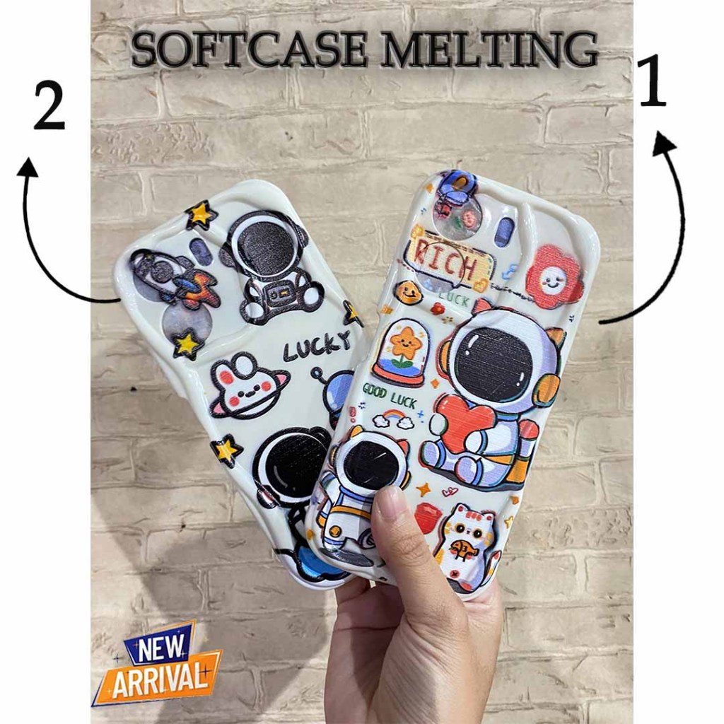 Case Softcase Silikon Casing Melting Clear Shockproof Case Gelombang Motif Astronot For All Type Han