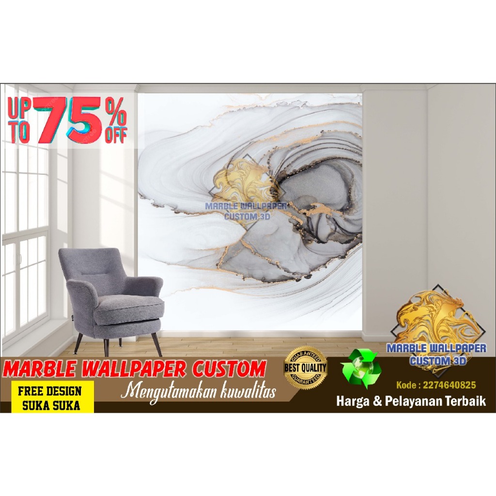 Wallpaper Custom 3D Tema Marmer | Wallpaper Dining Room Marmer | Wallpaper Ruang Makan Marmer | Wall