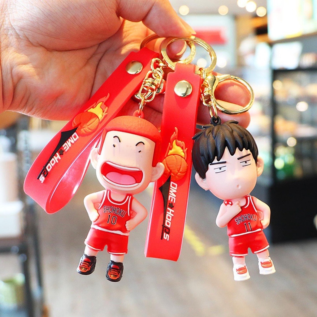 Keychain Shohoku Anime Manga Gantungan Kunci Rukawa Kaede Sakuragi Hanamichi Slamdunk Basket Ball Te