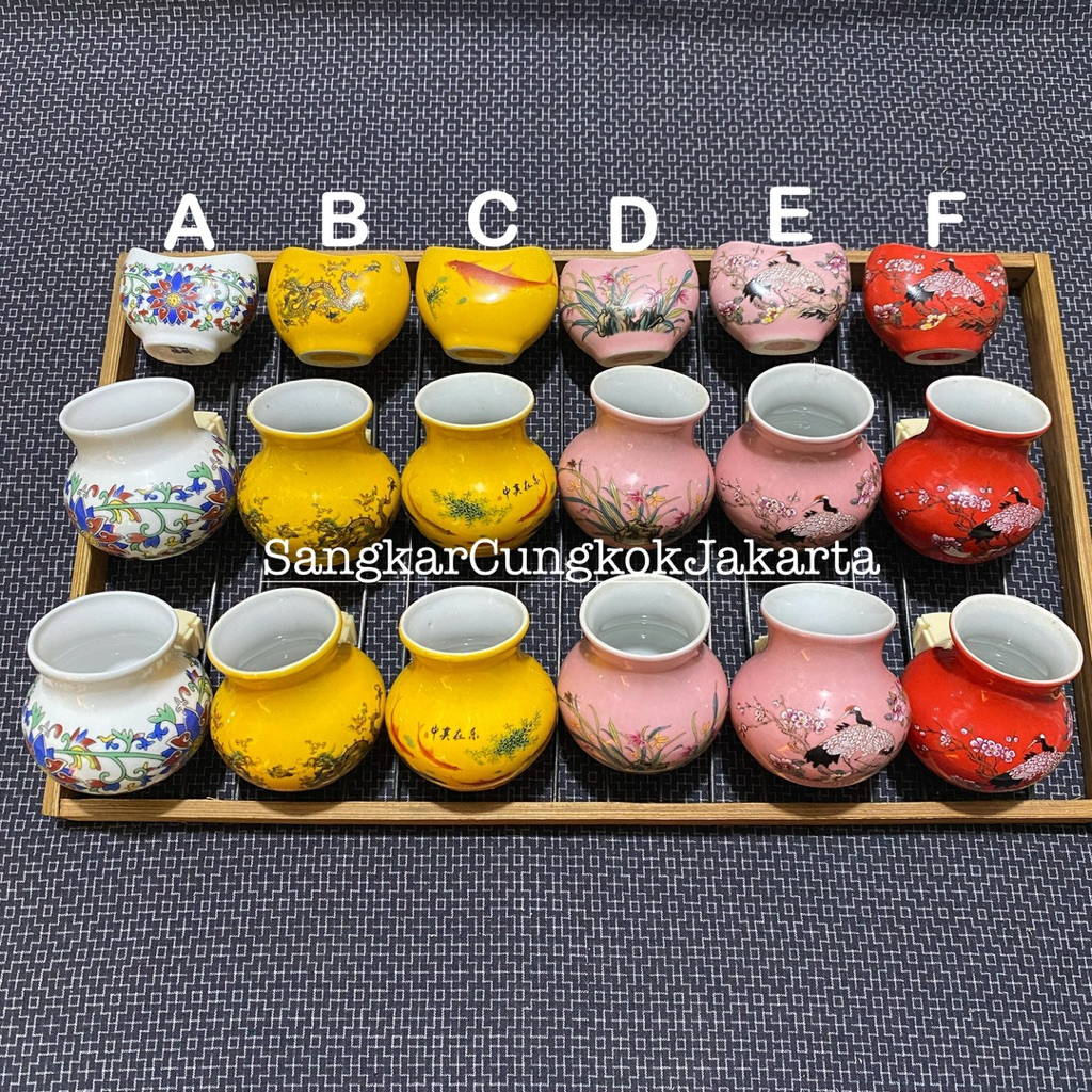 Cepuk Keramik Cungkok Model Vas Ukuran Besar Set 3PCS