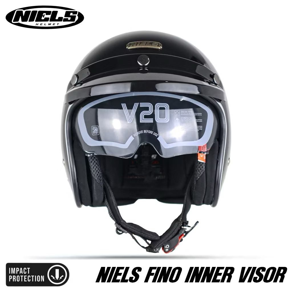 Helm Bogo Retro Fino Inner Visor Retro Style Pet SNI Original NIELS Motorcycle