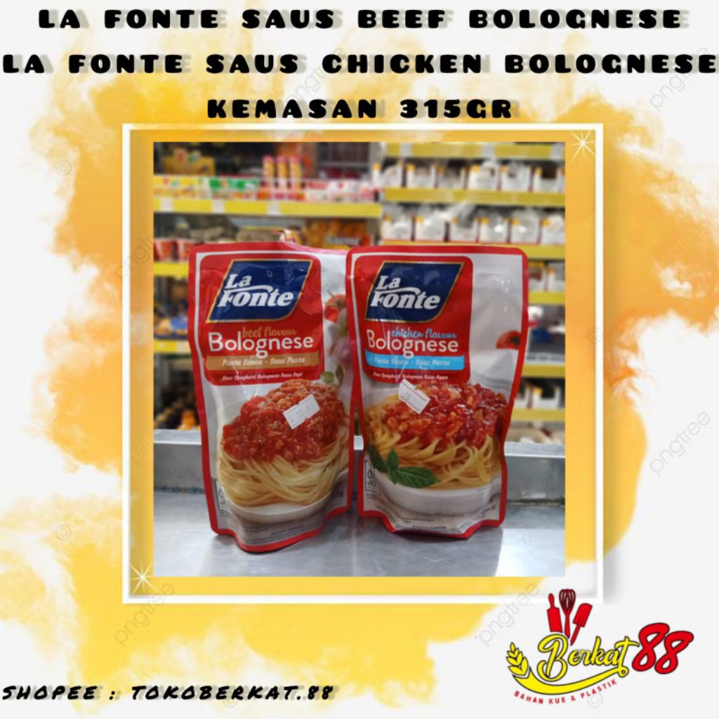 

LA FONTE SAUS BEEF BOLOGNESE LA FONTE SAUS CHICKEN BOLOGNESE KEMASAN 315GR