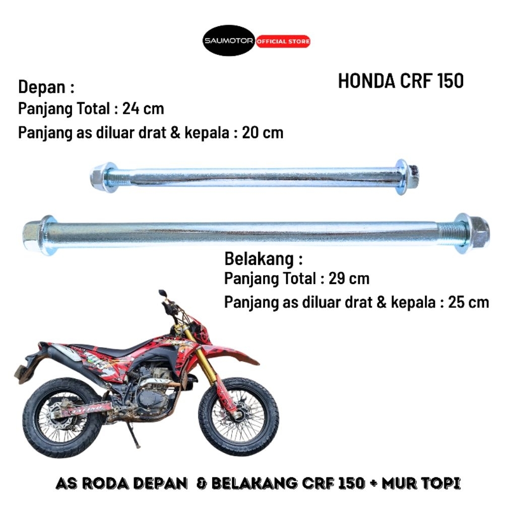 Saumotor As roda CRF 150 As roda depan CRF As roda belakang CRF