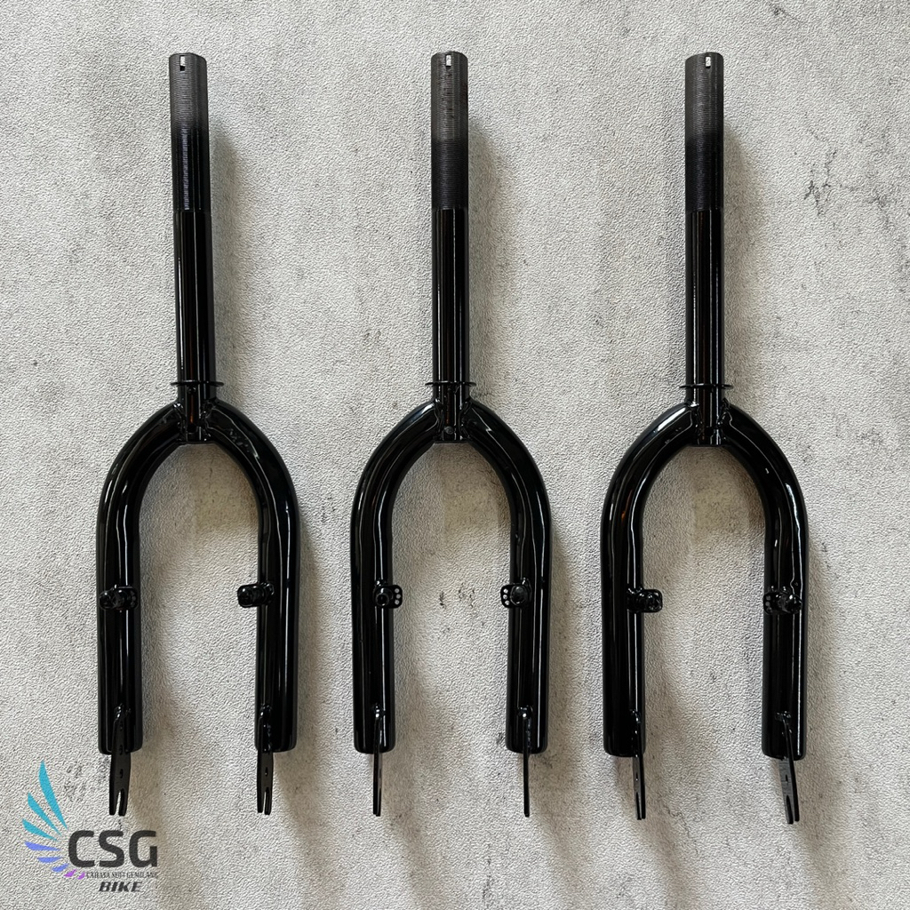 Fork Garpu Sepeda Anak Ukuran 16 BMX Rem Pivot [ Drat ] Pipa Besar Besi Tebal Kokoh Hitam