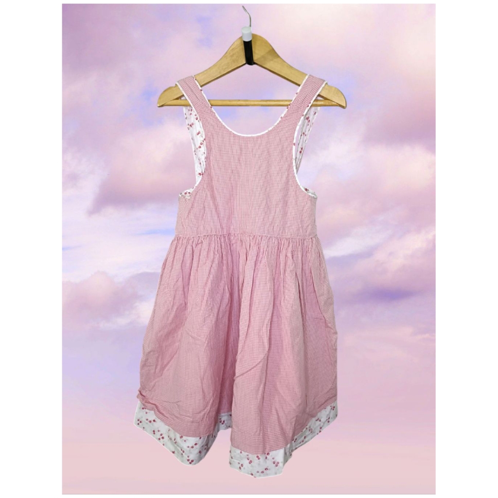 GAP Kids Overall Dress Katun Tartan Floral Cute Kawai