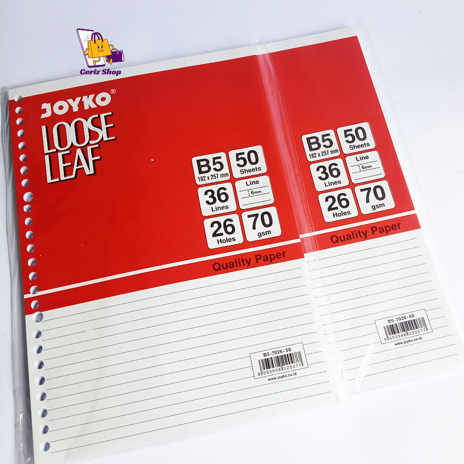 

JOYKO Loose Leaf B5 / Kertas Binder Tanggung 1PACK