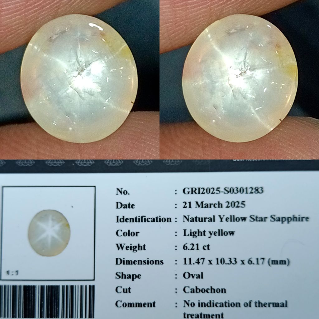 NATURAL STAR YELLOW SAPPHIRE CEYLON GRI