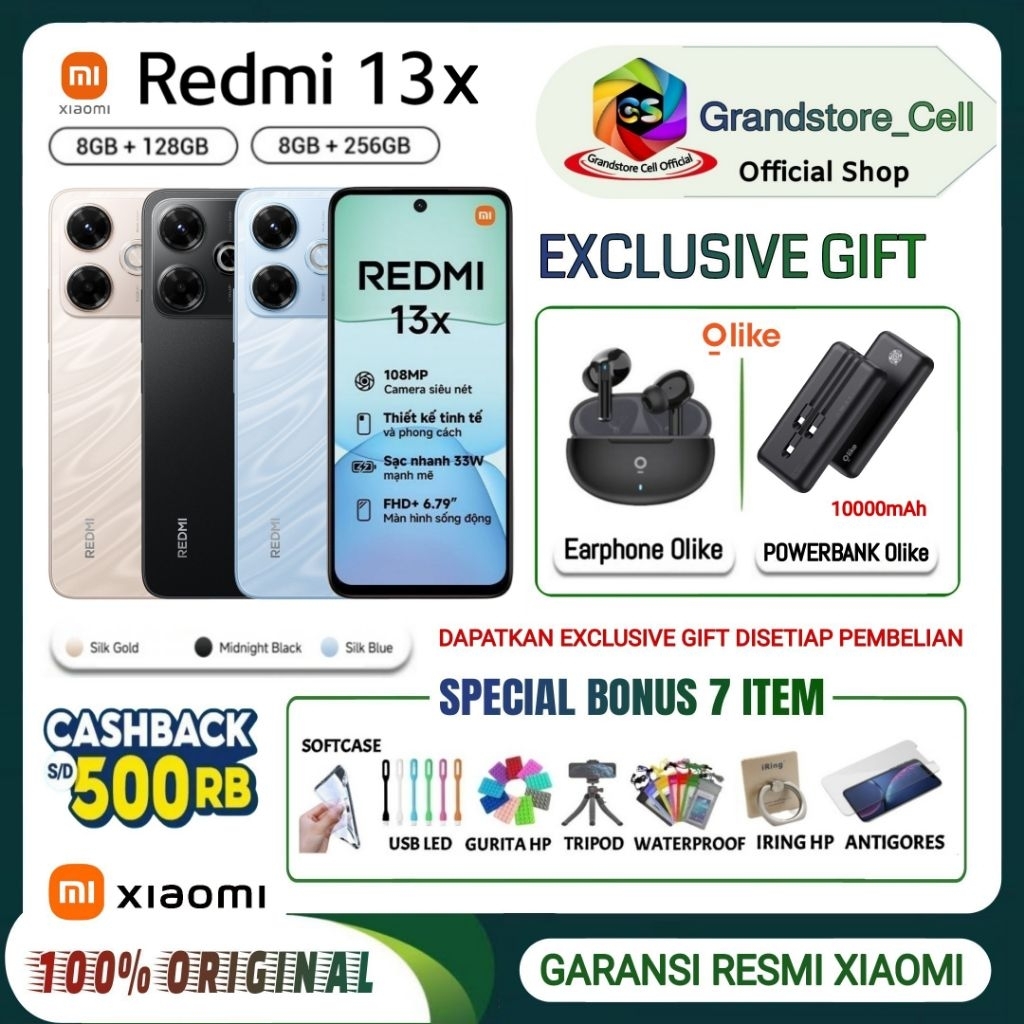 XIAOMI REDMI 13X NFC RAM 8/128GB - RAM 8/256GB GARANSI RESMI XIAOMI INDONESIA