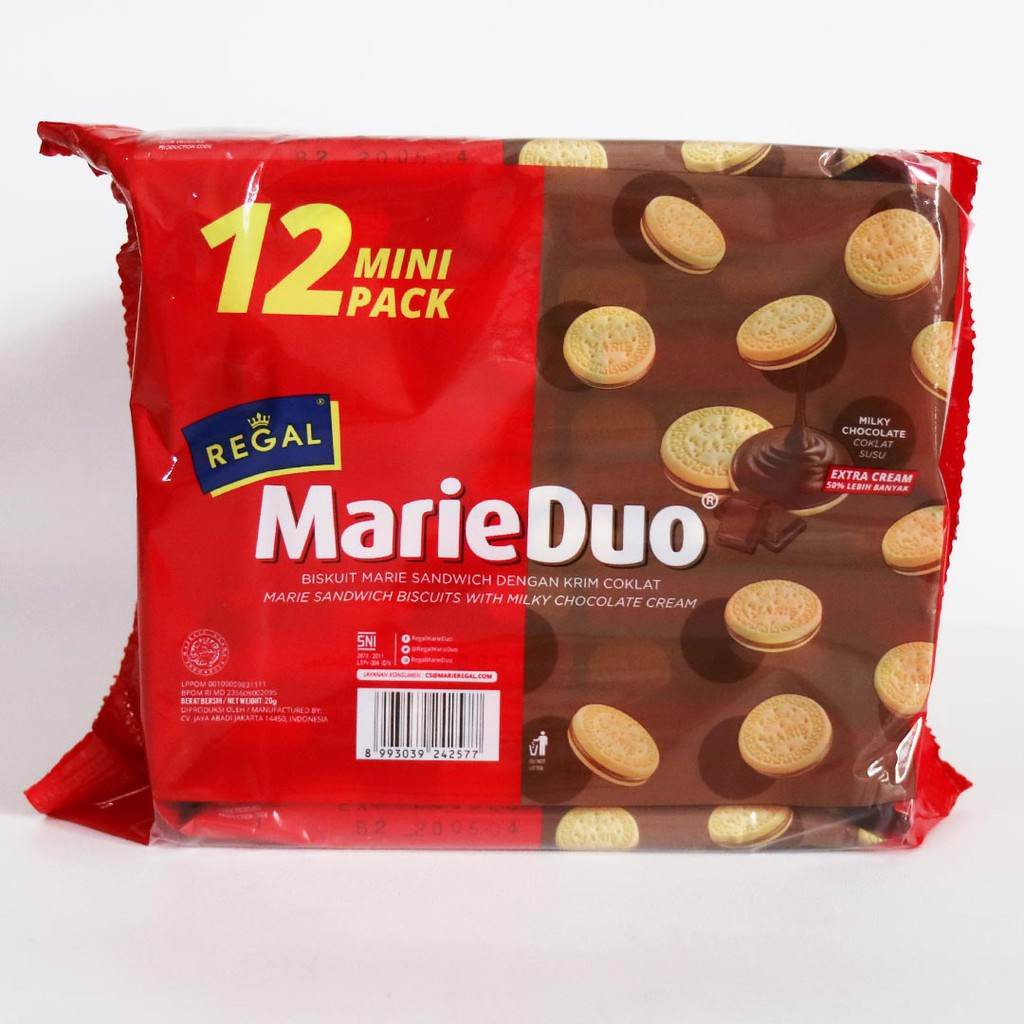

REGAL BISKUIT SANDWICH MARIE DUO CHOCOLATE PCK 20g