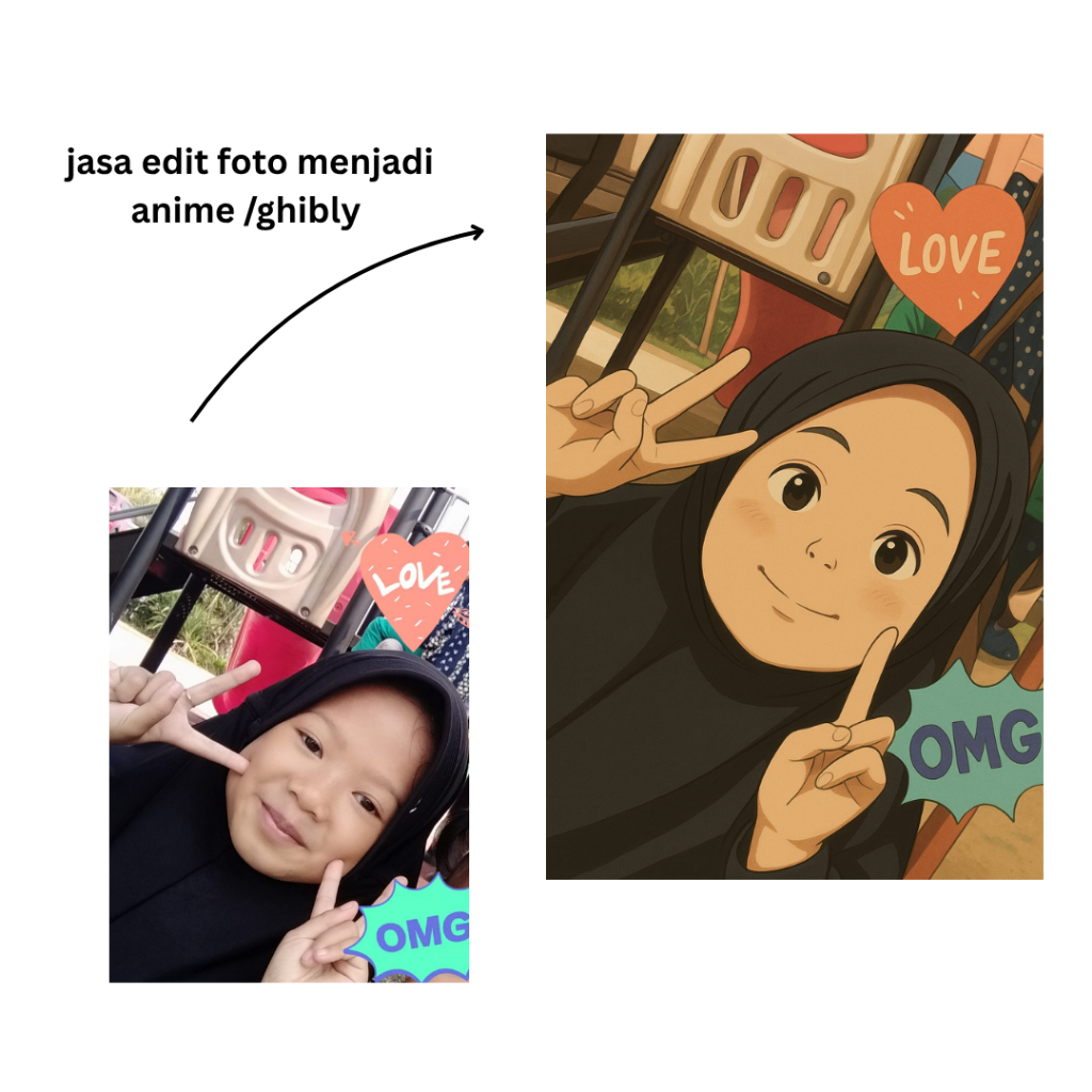 (Pesan 2 bonus 1) jasa edit foto menjadi anime / 3d kartun karikatur bisa custom