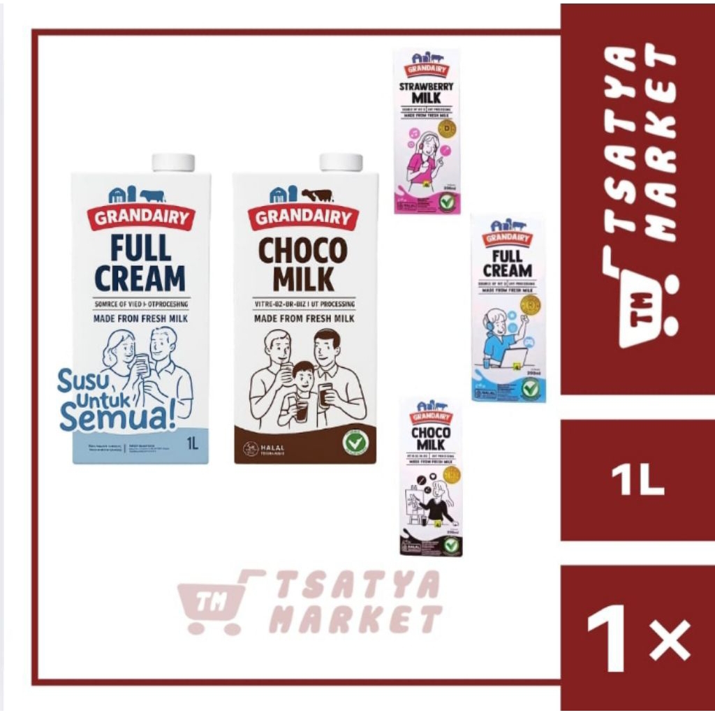 

GRANDAIRY SUSU UHT FULL CREAM / COKLAT / STRAWBERRY / UHT MADE FOR FRESH MILK