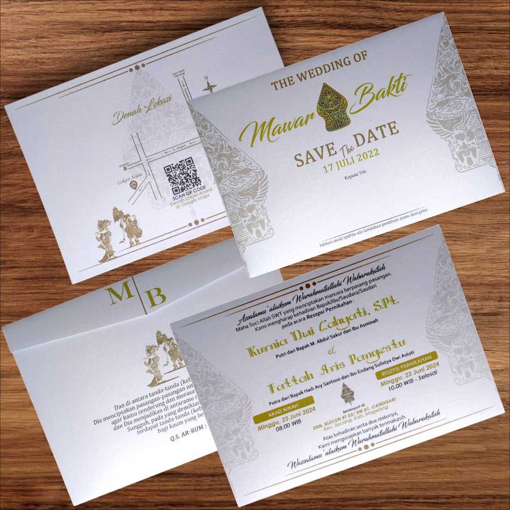 Undangan Pernikahan Amplop Premium Tema Adat Jawa, Bahan Kertas Jasmine Tebal
