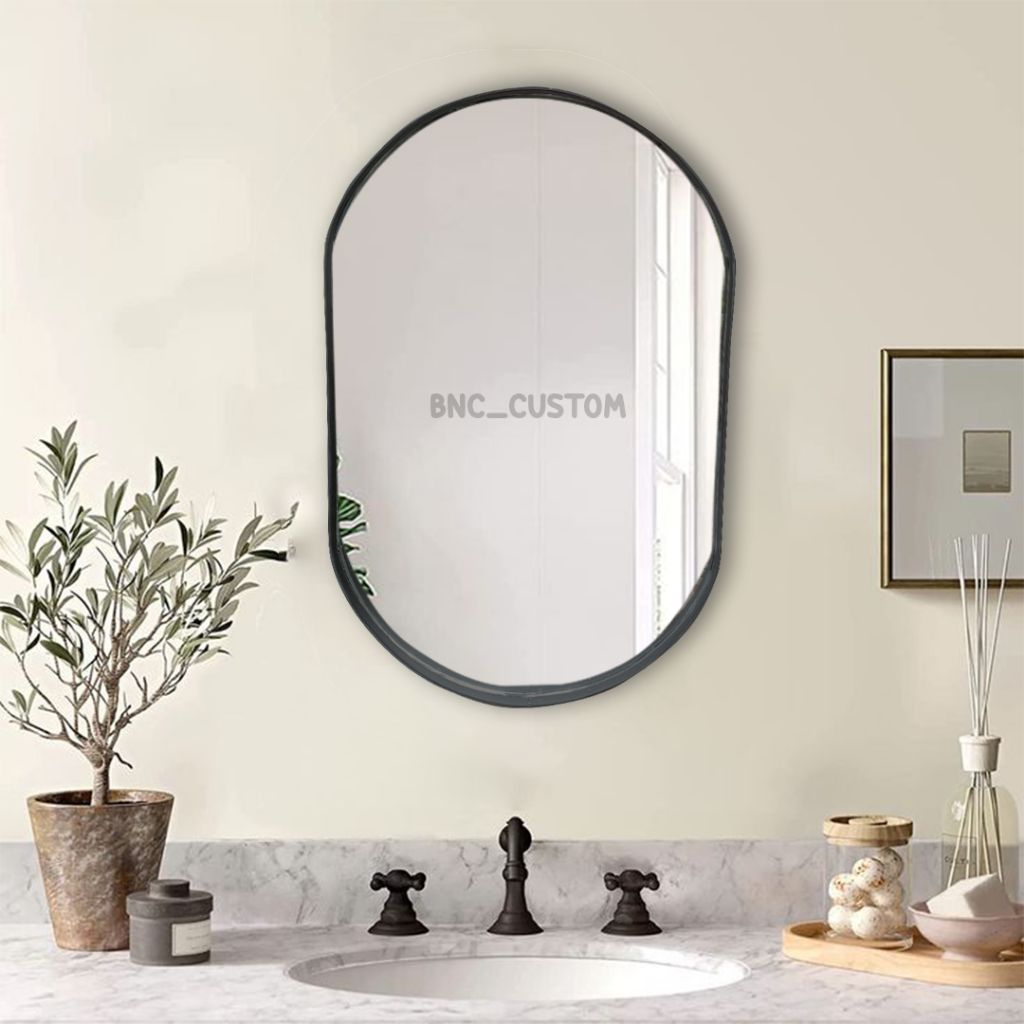 Oliver Syahdu Cermin Oval 40X25 /Cermin Dinding/Cermin Gantung/ Kaca Cermin 100% Cermin Asli