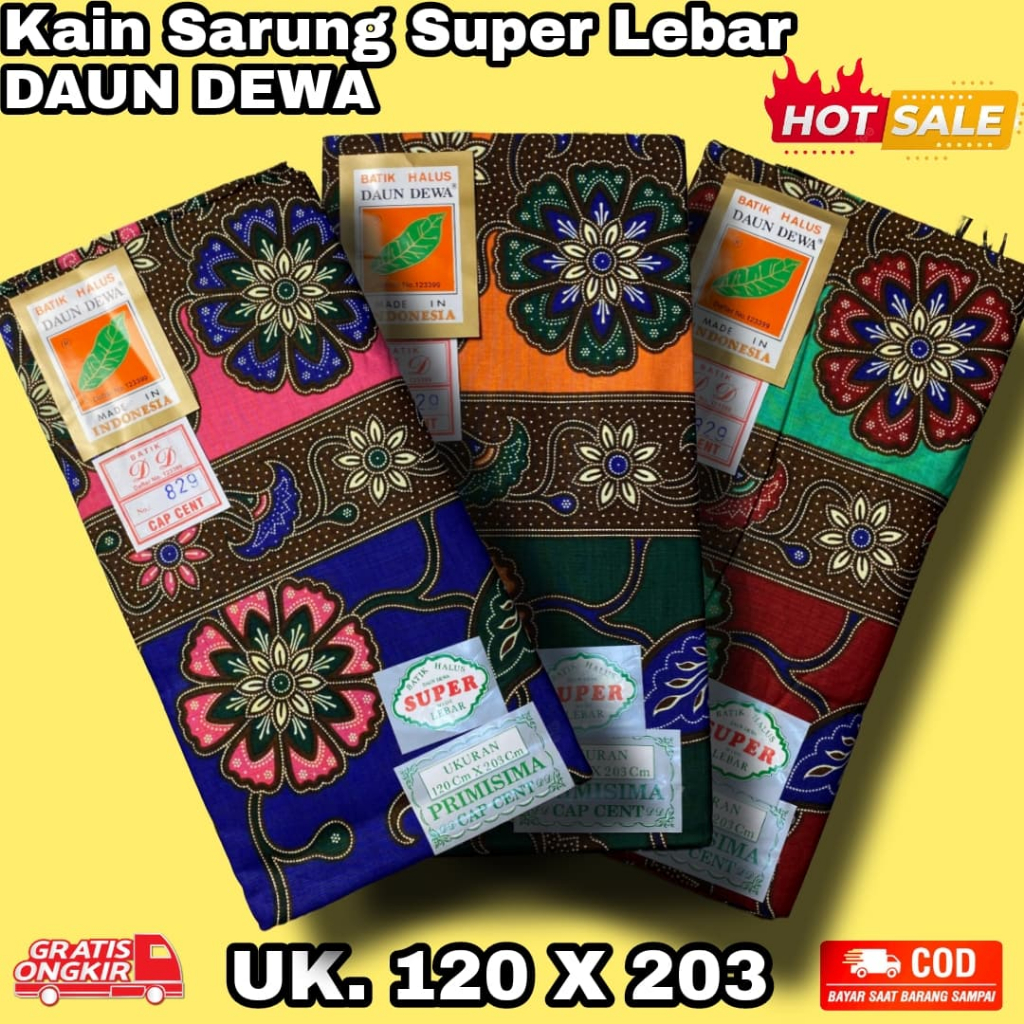 Kain Sarung Batik Wanita Daun Dewa Katun Premium Super Lebar 120 x 203 Primisima 829 Belum Dijahit