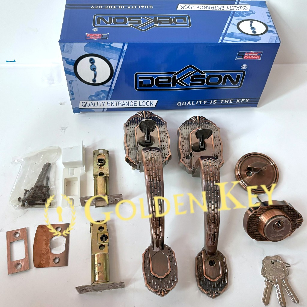 Entrance HDL Handle Gagang Dekson Dekkson D 8102 Paket Kunci Pintu Utama Set EHDL D8102 AC SN