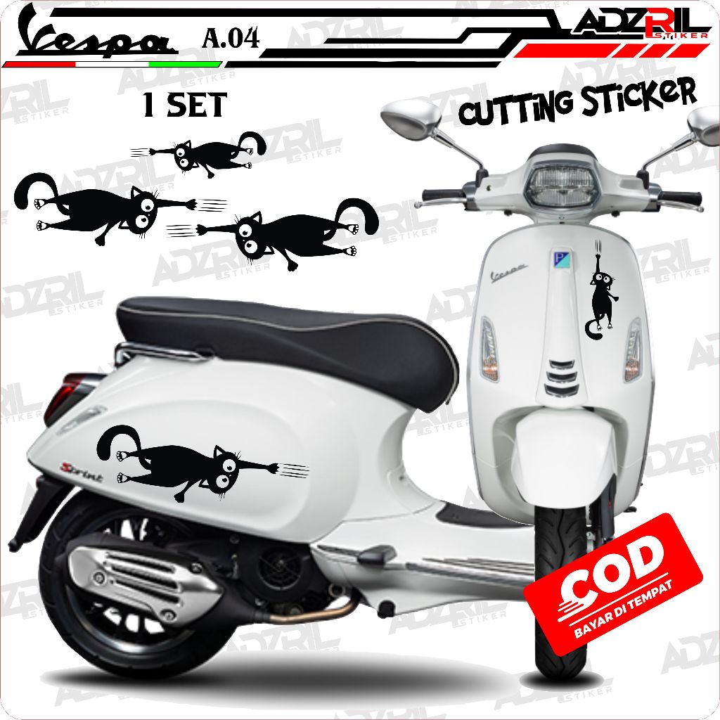 STRIPING CUTTING STICKER VESPA METIC KUCING CAKAR  A.04/STIKER  SCOOPY/ STIKER FILANO/ STIKER FINO/S