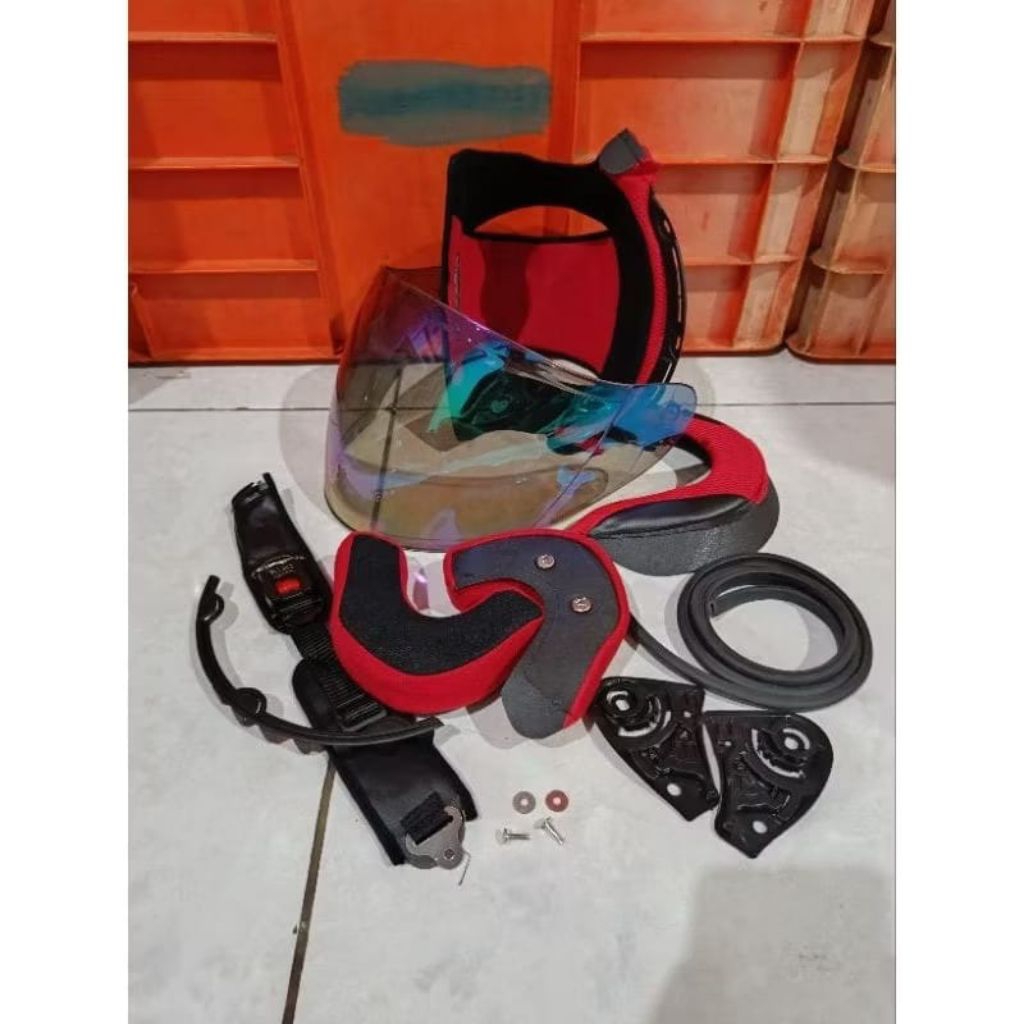 paket busa helm kyt dj maru fullset kaca helm kyt dj maru dan karet helm visor dan busa kancing besi