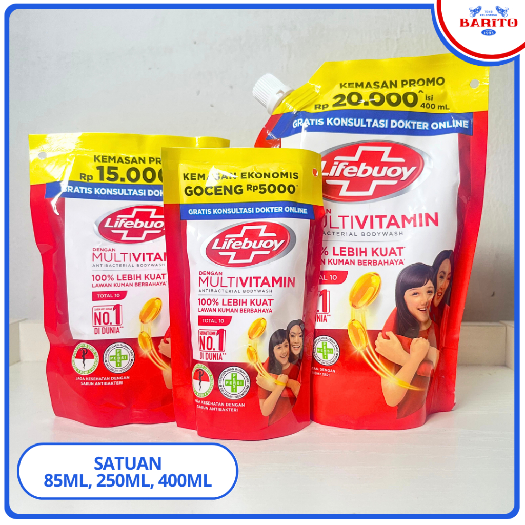 Lifebuoy Merah Cair Refill Isi 85ml, 250ml, 400ml Pouch Tutup