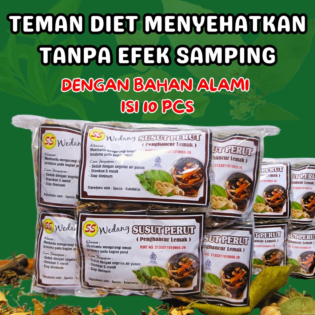 

JAMU WEDANG REMPAH SUSUT PERUT PELAGSING KEMASAN 10 PCS + GULA KRISTAL TEH DIET LUNTUR LEMAK