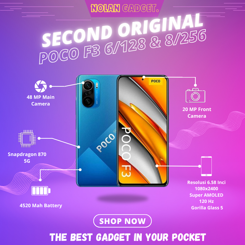 ORIGINAL XIAOMI POCO F3 RAM • 6/128 • 8/256 GB • FULLSET SECOND NOLAN GADGET