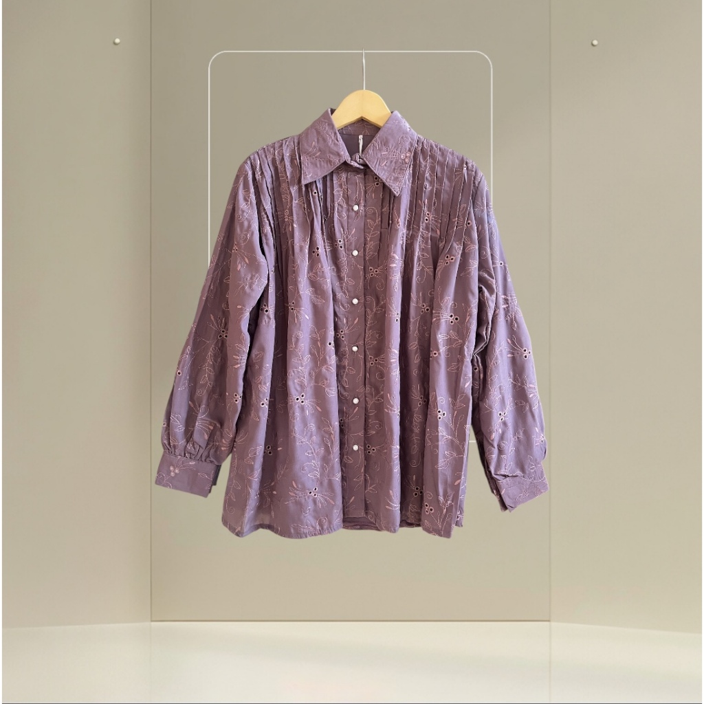 Blouse Wanita Kemeja Premium Wanita  Baju Lengan Panjang Ungu Lilac Wanita Bisa COD Bayar Ditempat