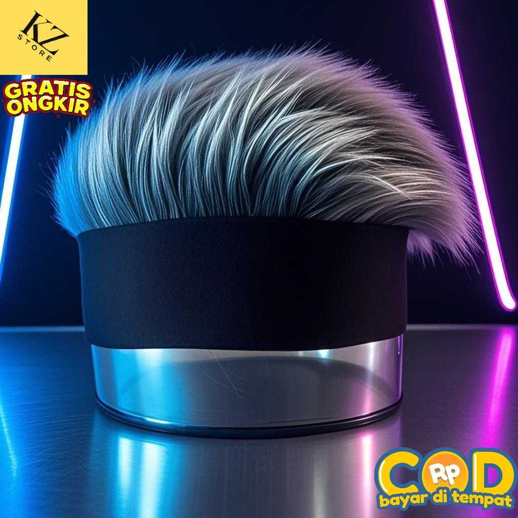 Topi Cosplay Gojo Topi Wig Rambut Panjang