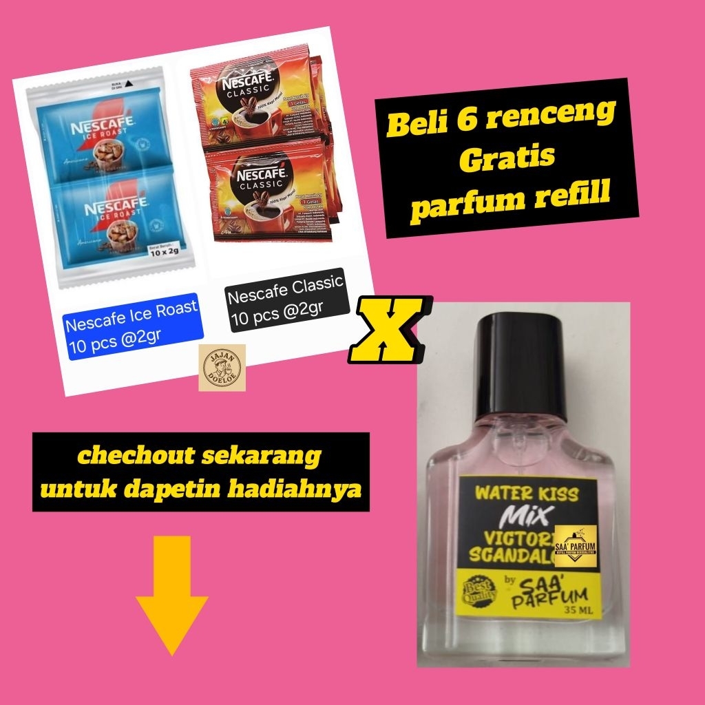 

Paket 6 renceng nescafe ice roast americano dan classic gratis PARFUM REFILL