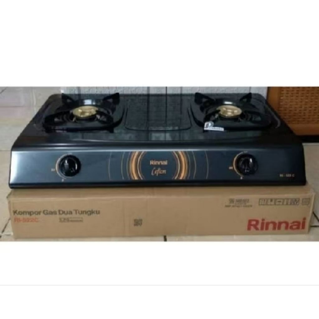 kompor gas rinnai 522c/kompor gas rinnai dua tungku hitam/kompor gas dua tungku