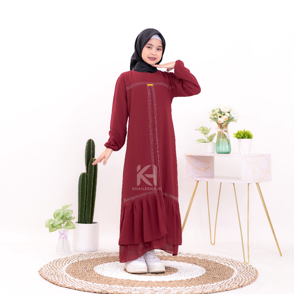 Gamis Anak Perempuan Khaileena Dress Ceruty Swarovsky  Gamis Lebaran Anak Perempuan 224 Baju Muslim 
