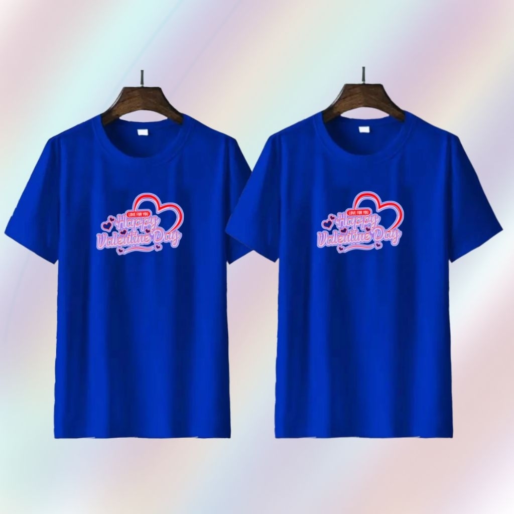 KAOS COUPLE PD VALENTINE LOVE FOR YOU LENGAN PENDEK DEWASA COWOK CEWEK SEPAKET 2PCS