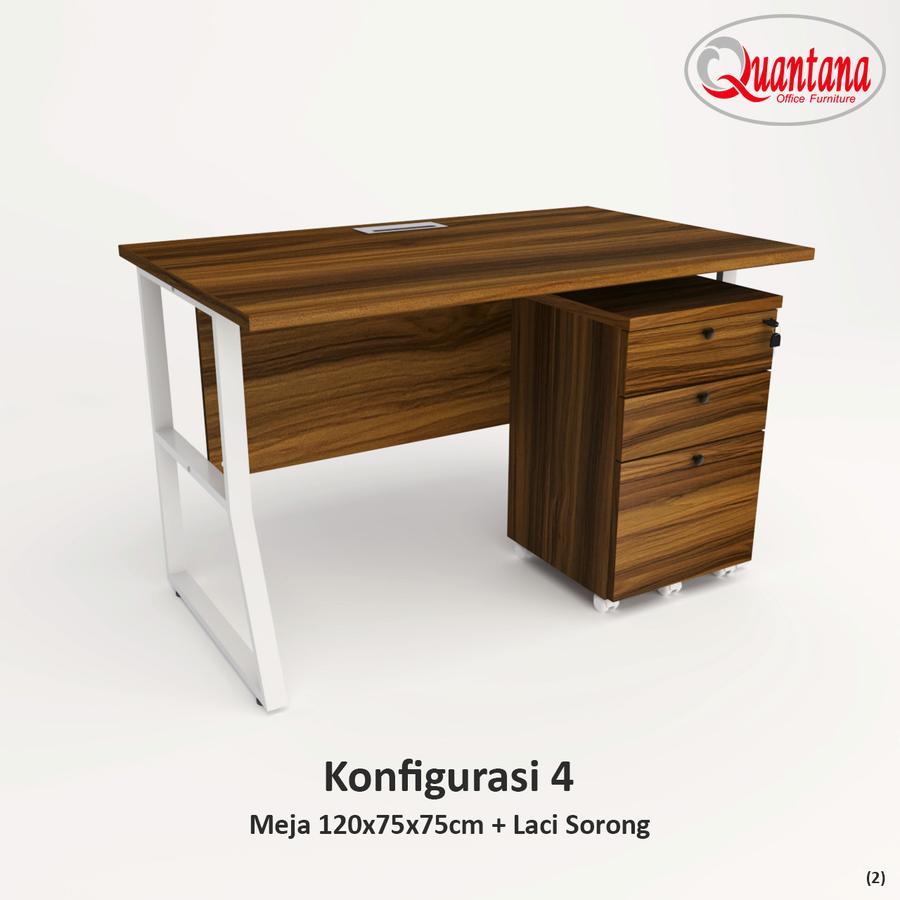 Meja kerja meja kantor Quantana uk 120 + laci dorong