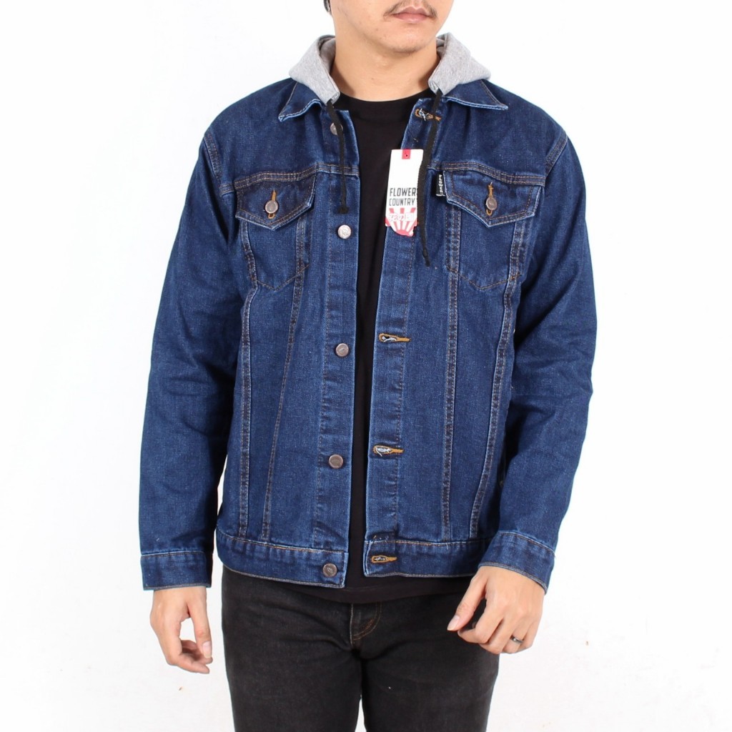 Jaket Jeans Aliando Hoodie Pria Keren | Jaket Denim Cowok Gaya Streetwear Kasual Harian