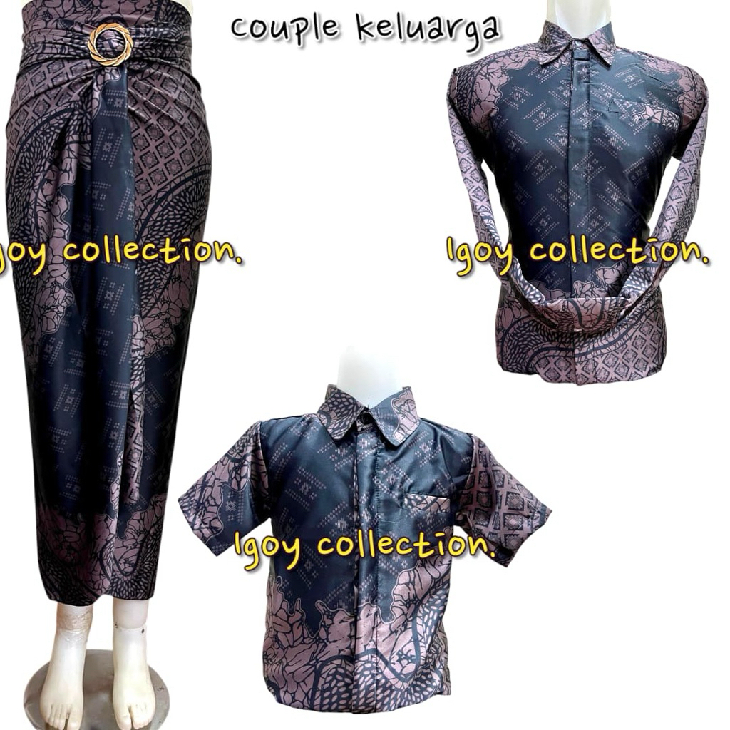 Couple baju batik keluarga Baju anak Laki-Laki dan rok lilit untuk seragaman keluarga pesta kondanga