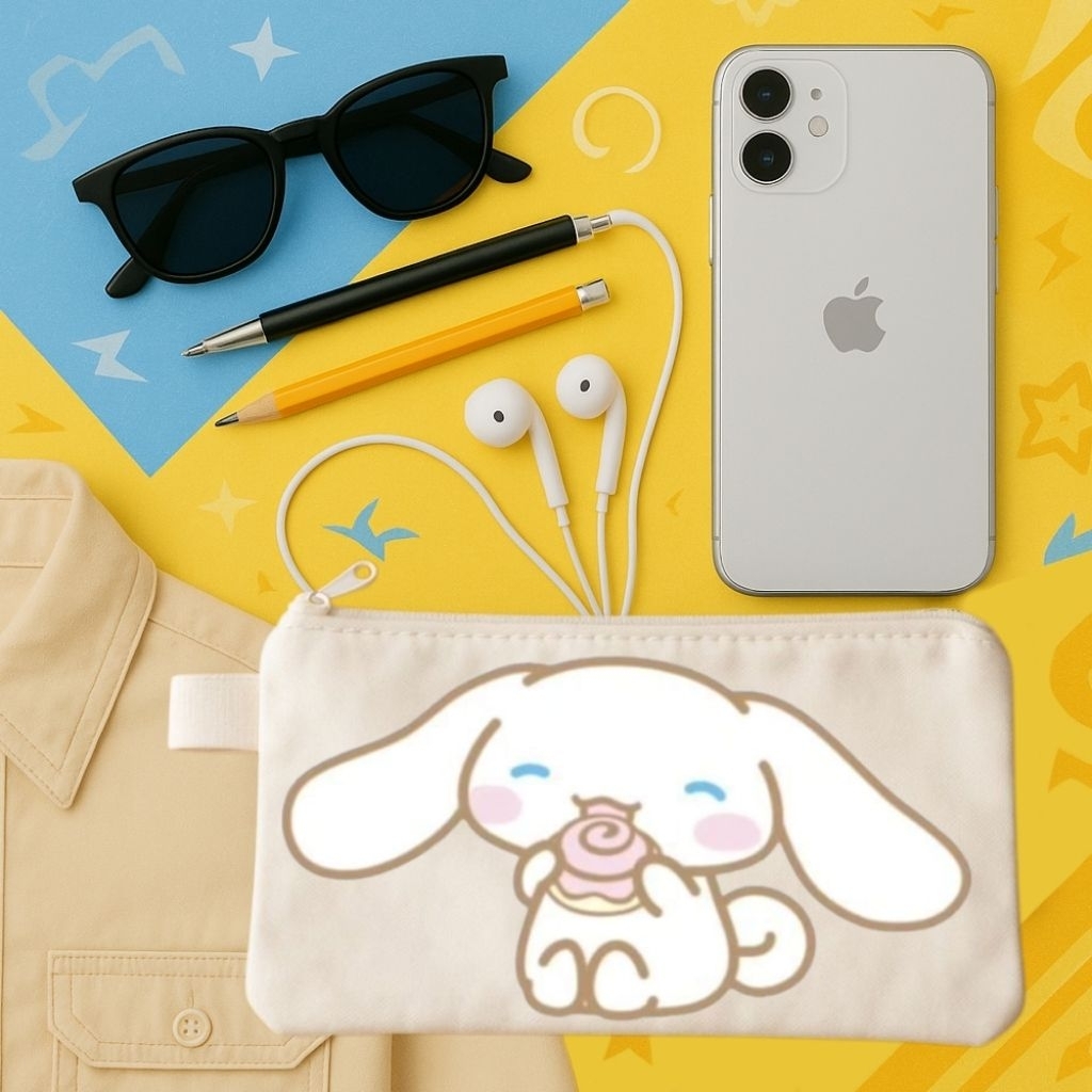 

tempat pensil cinnamoroll bahan kanvas warna hitam putih