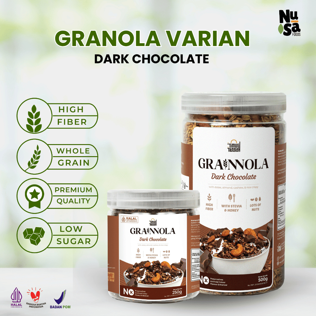 

Granola Timur Tengah Chocolate 500 Gram Grainnola Coklat Cemilan Sehat