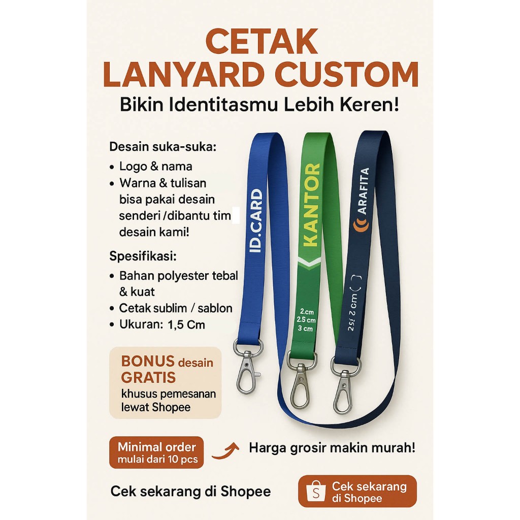 

Tali Lanyard Custom Ukuran 1,5 cm dan 1 sisi