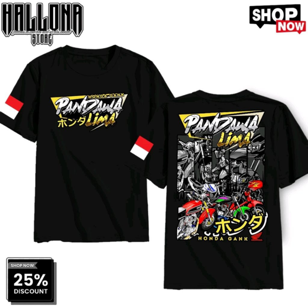 KAOS HONDA GANK PANDAWA LIMA DEPAN BELAKANG