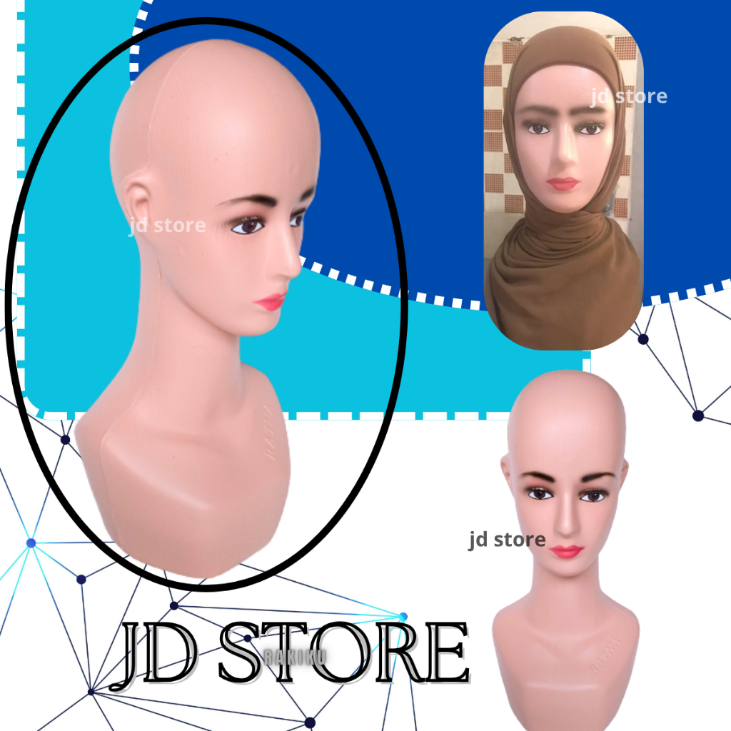 Manekin Kepala Hijab Wanita- Patung Kepala Wanita Make up