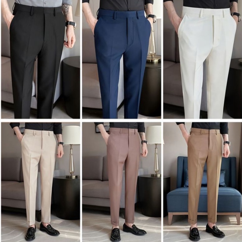 KODE I8X Rockystar  Celana Formal Pria Slimfit Gabardin Elegan