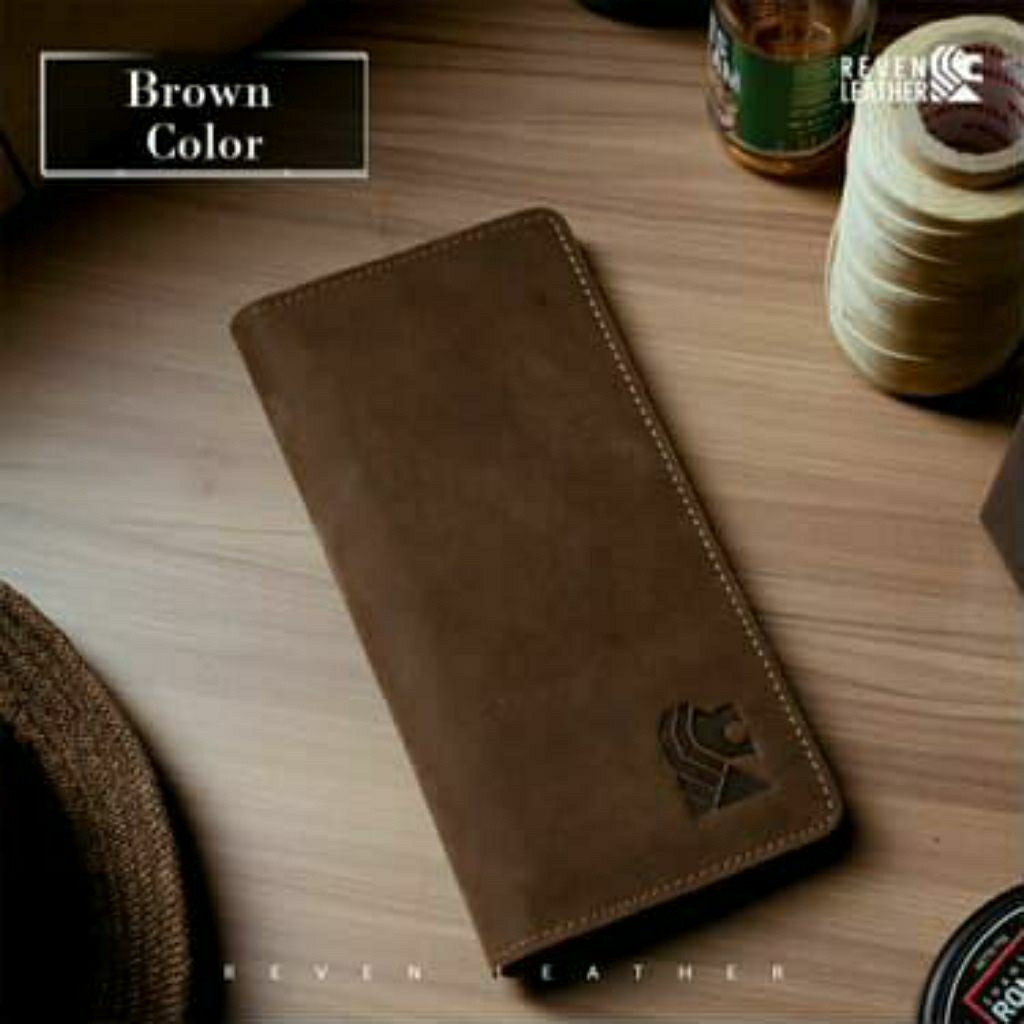 Dompet Kartu Lipat Panjang Pria Gavin Wallet Bahan Kulit Sapi Asli Crazy Horse Premium Branded
