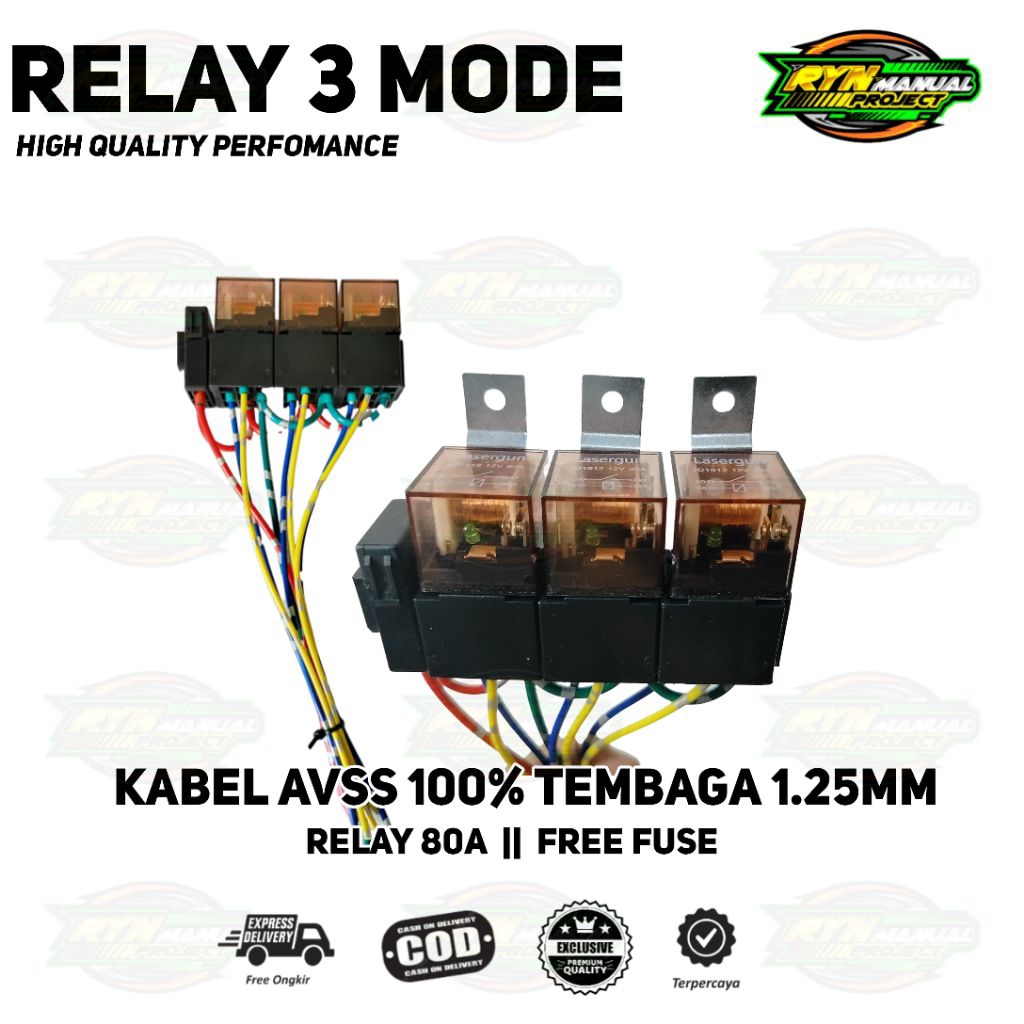 Rilay Relay Lampu Biled Projie Daymaker Klakson Riley Relay 4 Pin