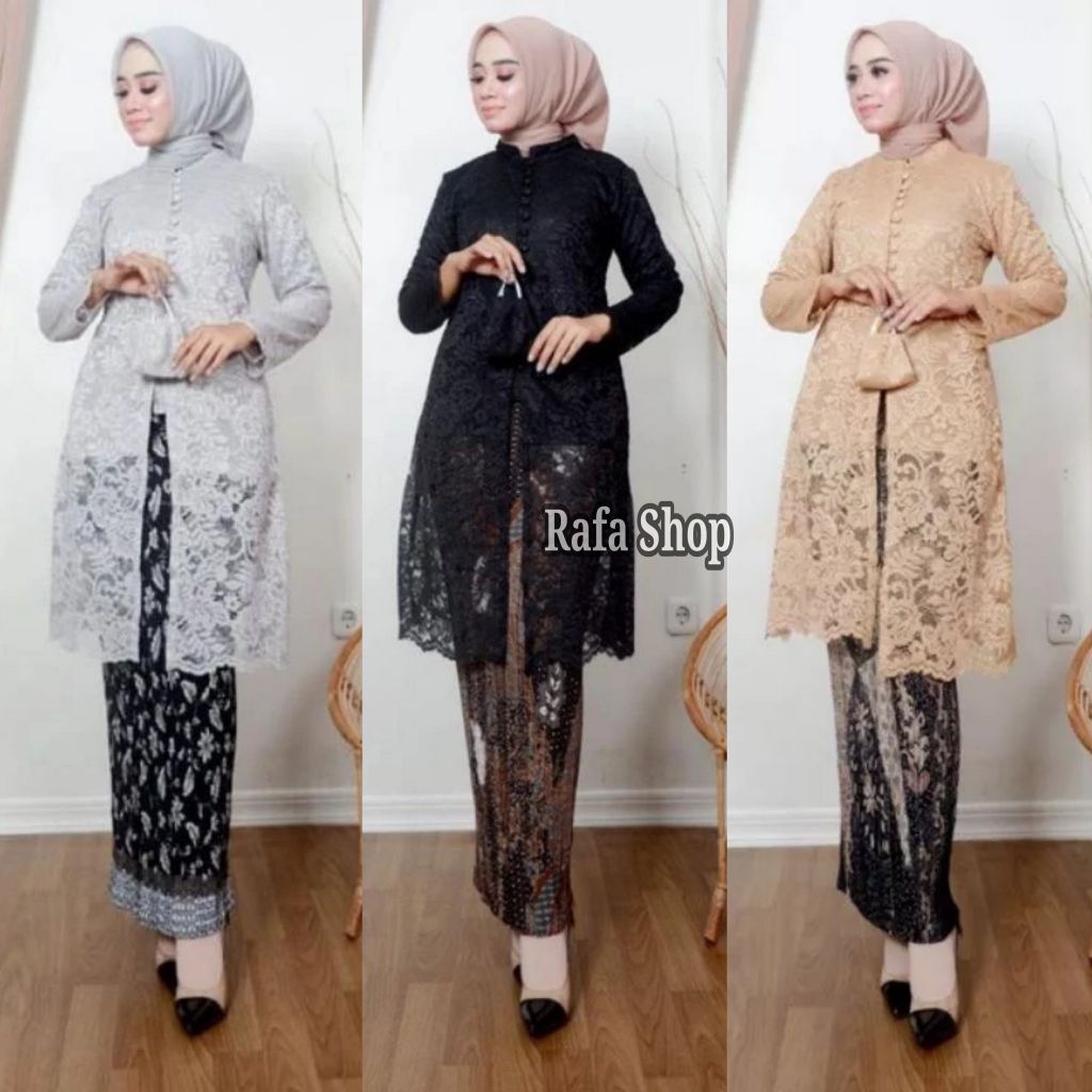 Kebaya Brokat Tunik Kancing Depan / Kebaya Brokat  Busui/ Kebaya Modern
