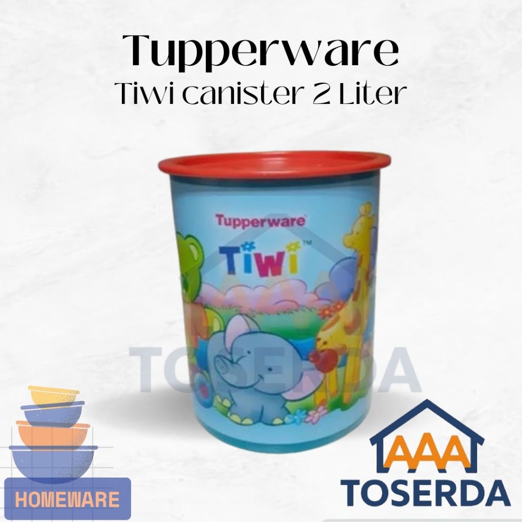 AAA Toserda | Toples Tupperware Tiwi Canister 2L – Wadah Snack Anak, Kedap Udara, Desain Lucu