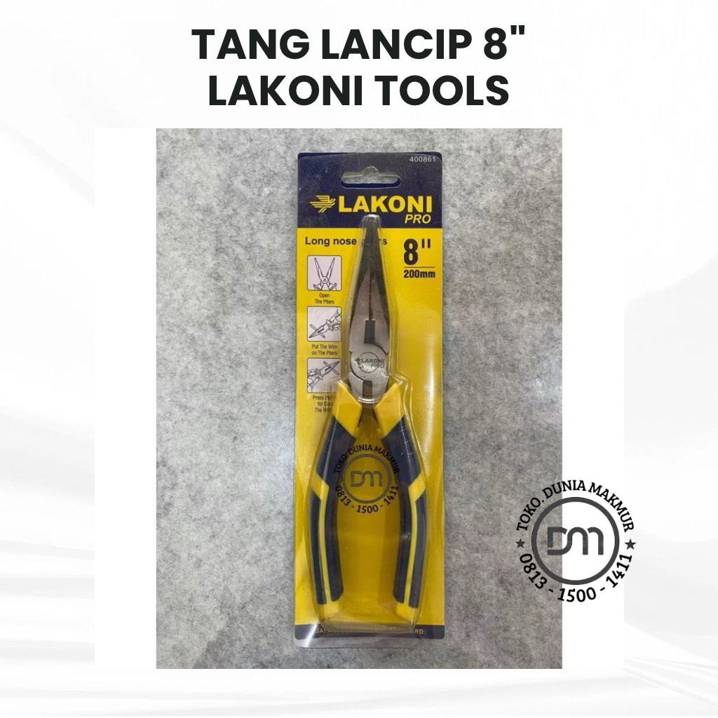 Tang lancip / Tang 8inch / Long nose pliers 8inch LAKONI PRO / JETJO TOOLS / Tang 8''