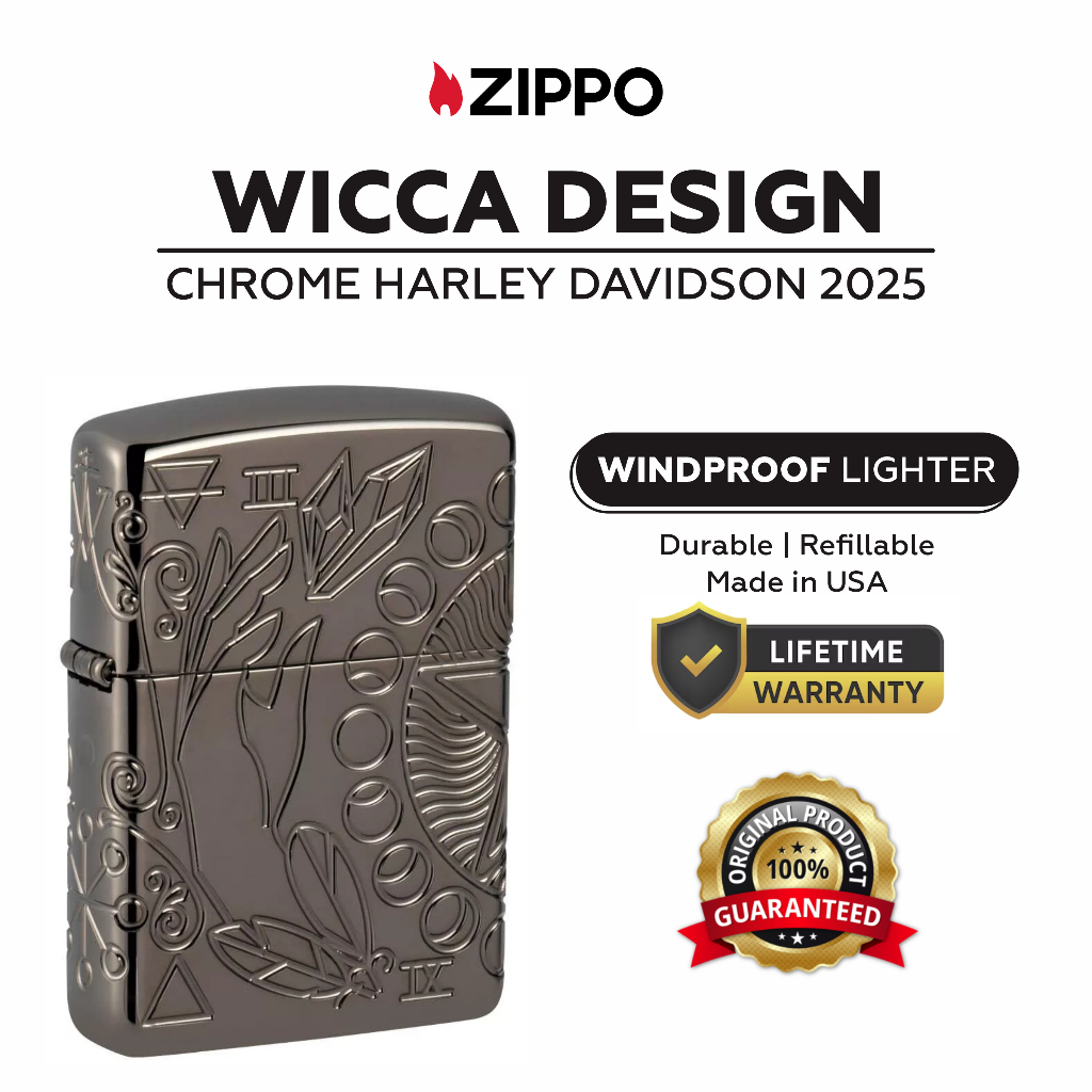 Zippo 49689, Wicca Design Armor Black Ice Finish