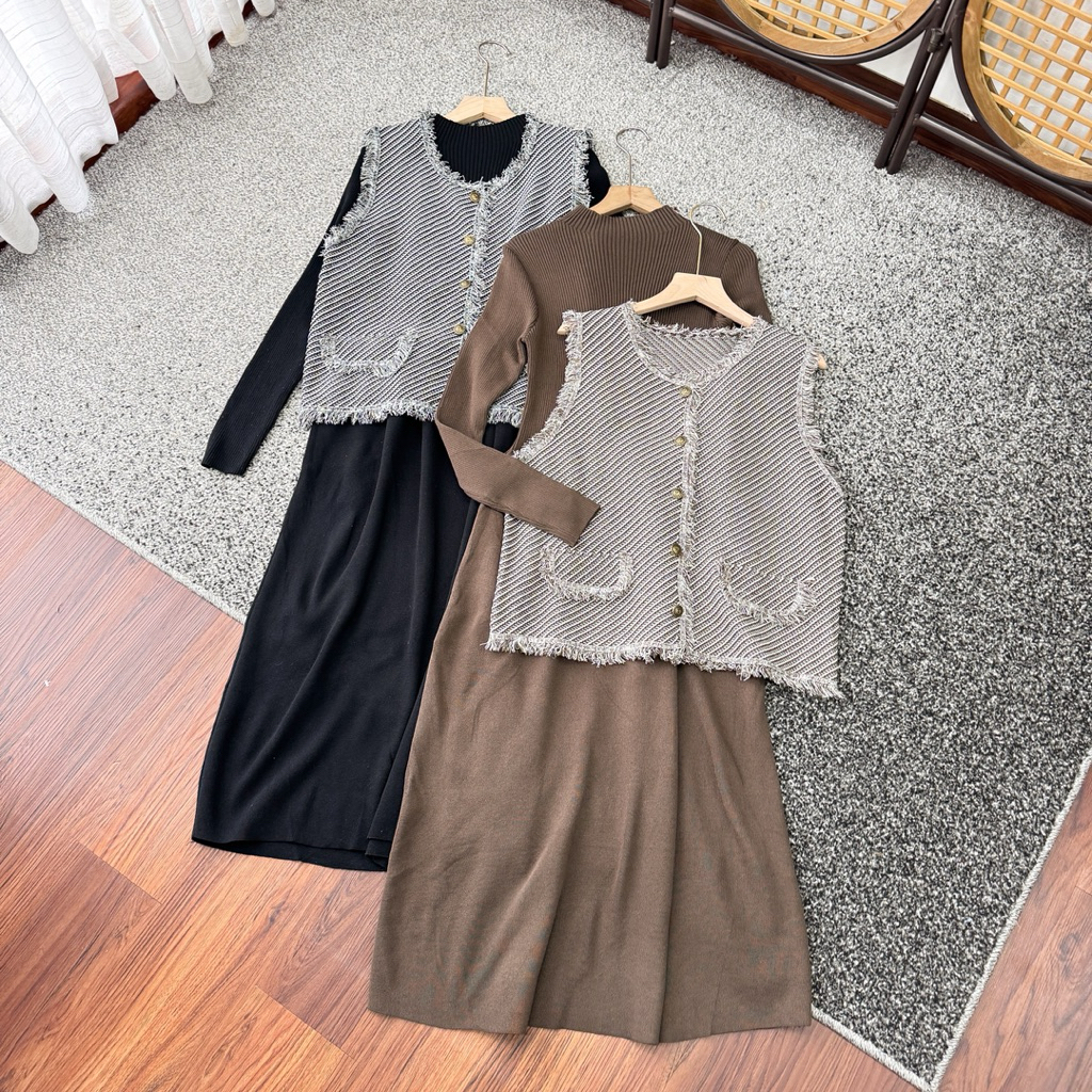 COA IMPORT SET VEST MIDI DRESS