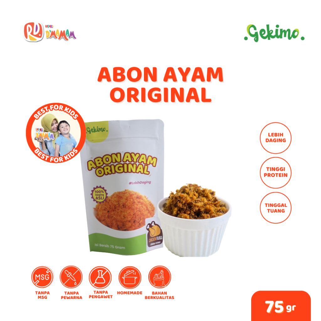 

D'MAMAM SBY Abon Ayam Anak MPASI 75g Travel Friendly Bebas Pengawet & MSG Gekimo