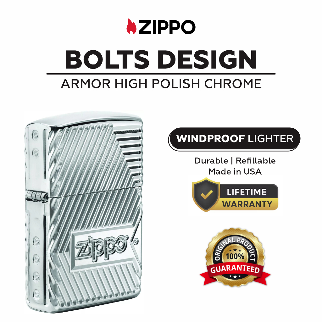 Zippo 29672, Bolts Design Armor High Polish Chrome