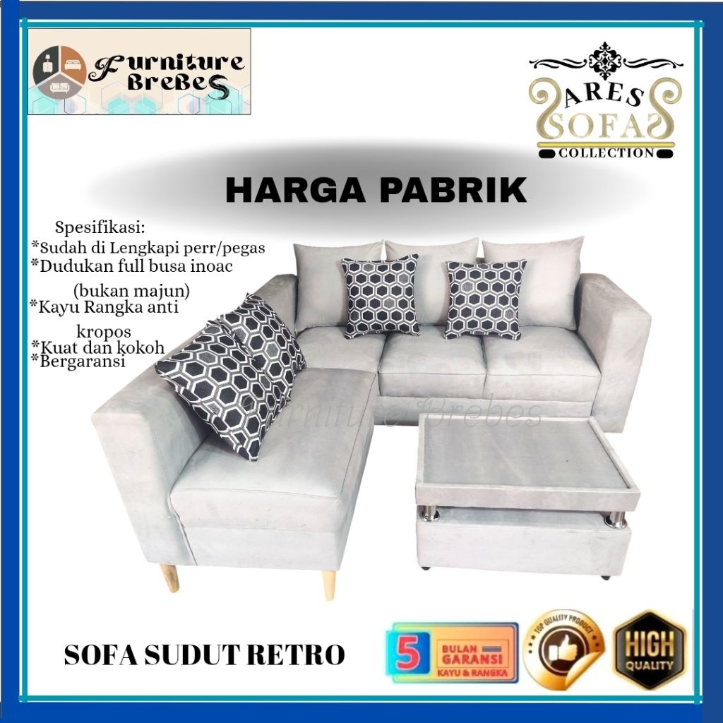 Sofa Sudut Retro Kursi L Minimalis Termurah Cirebon Brebes Tegal Pemalang