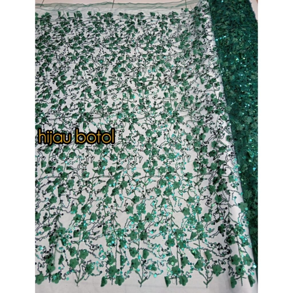 kain/bahan tile spanggle motif/bunga 3D